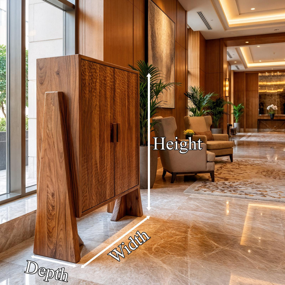 Rustic Storage Cabinet Sculptural Wood Design For Entryway
