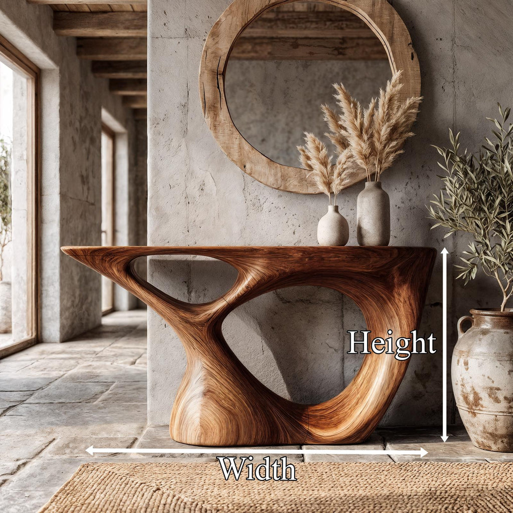 Sculptural Console Table With Curved Base For Entryway