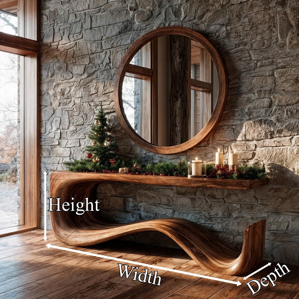 Rustic Console Table With Handcrafted Curved Wood Design For Entryway