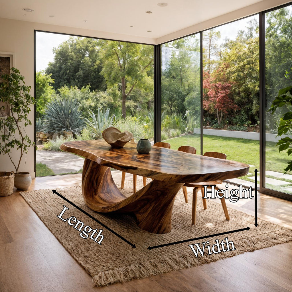 Spry Interior Rustic Natural Wood Dining Table, Handcrafted Solid Wood Farmhouse Table for Kitchen & Dining Room, SINLKIDT163