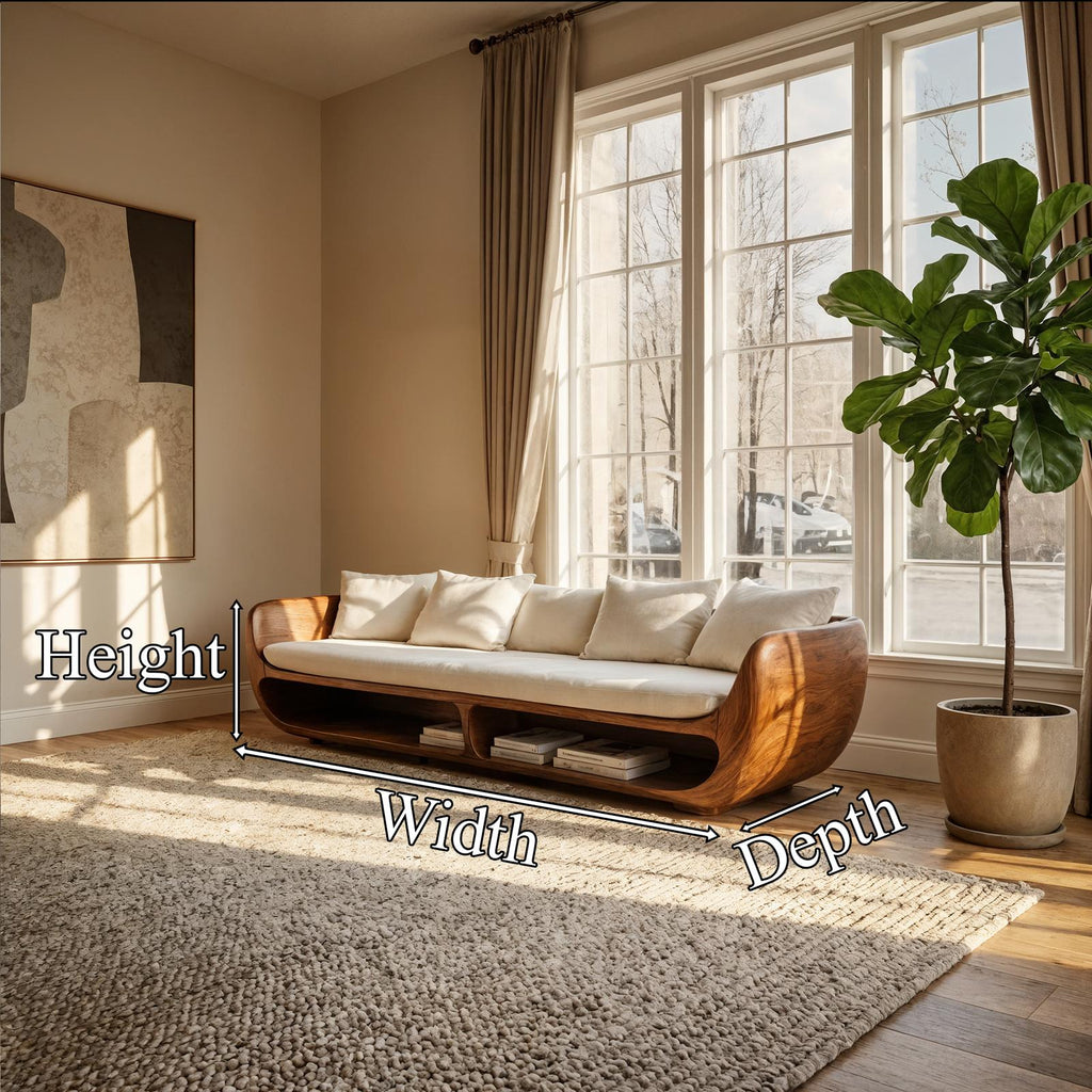 Rustic Sculptural Sofa Table, Handcrafted Solid Wood Console Table Behind Couch, Modern Living Room Decor