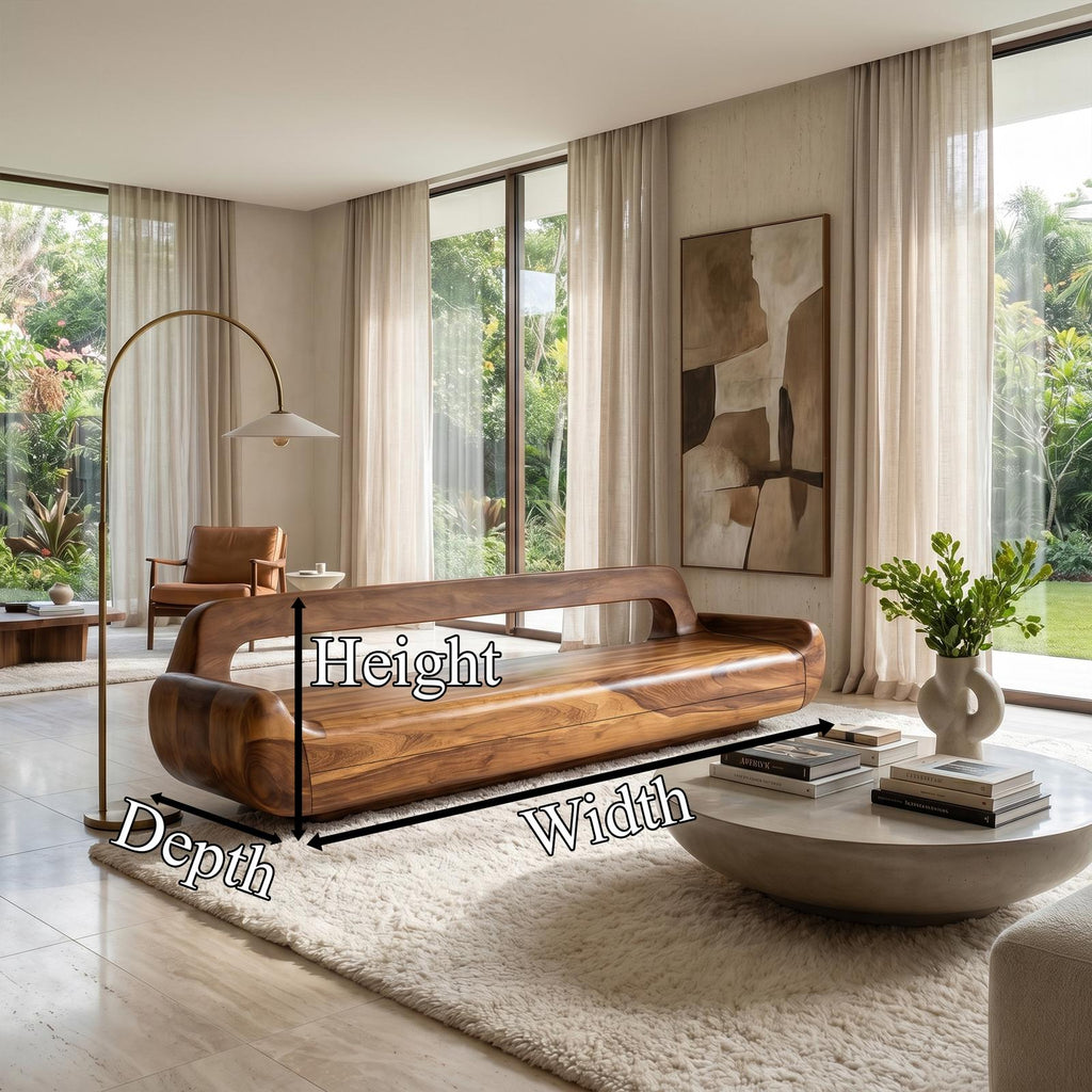Minimalist Organic Sofa Frame, Low Profile Solid Wood Couch Frame for Modern Living Room Decor