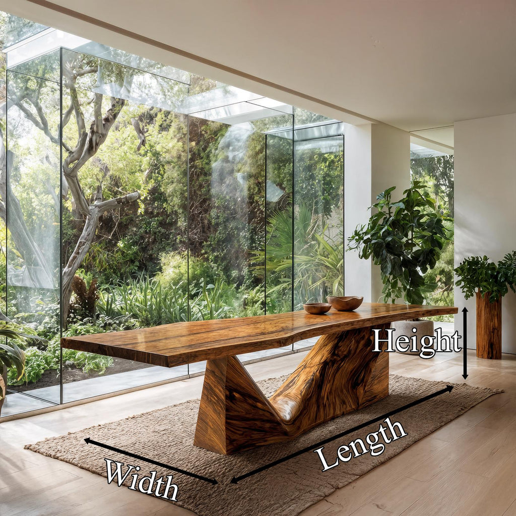 Organic Sculptural Dining Table, Handcrafted Solid Wood Statement Dining Room & Kitchen Wooden Table