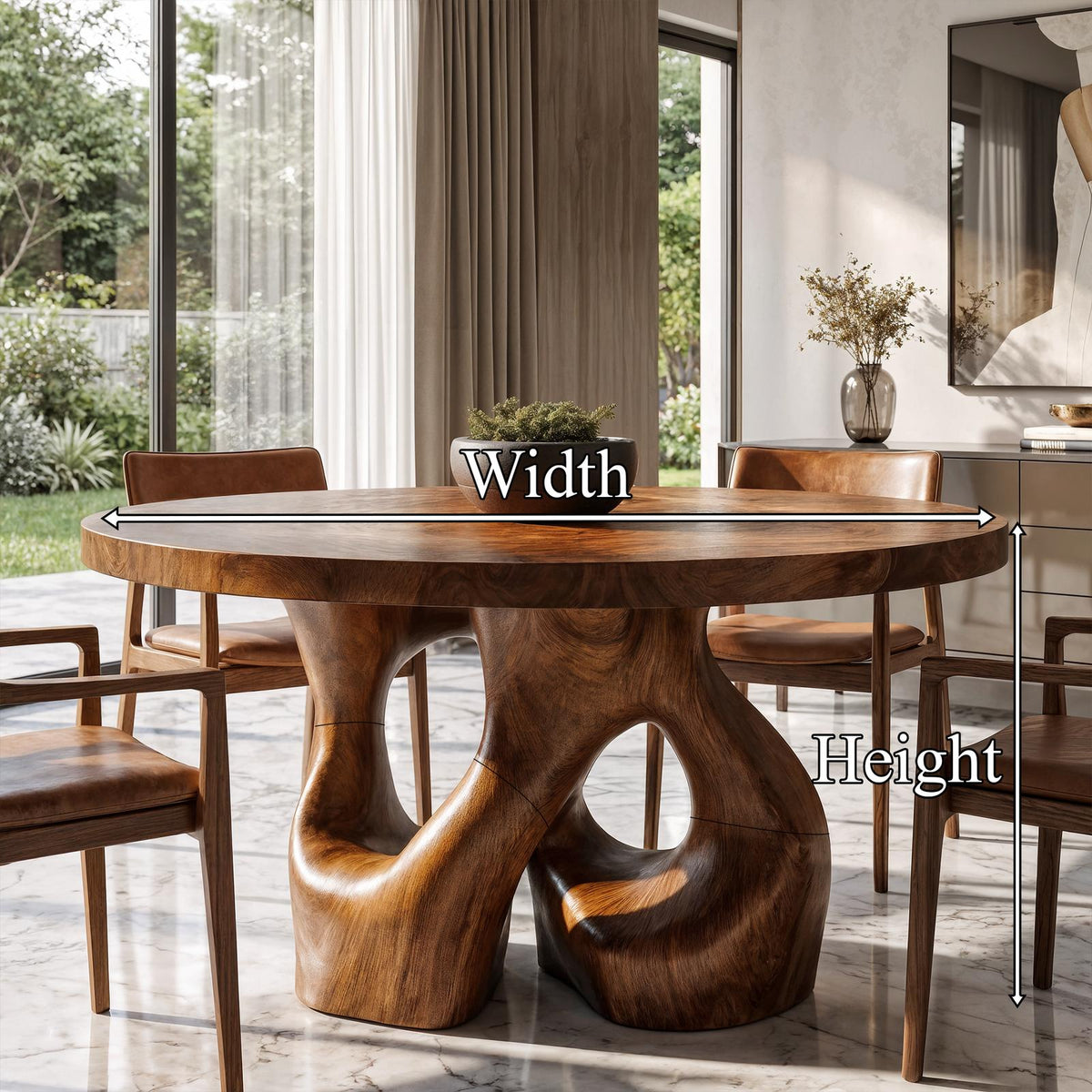 Organic Round Dining Table With Interwoven Branch Design For Dining Room And Kitchen SINLKIDN226