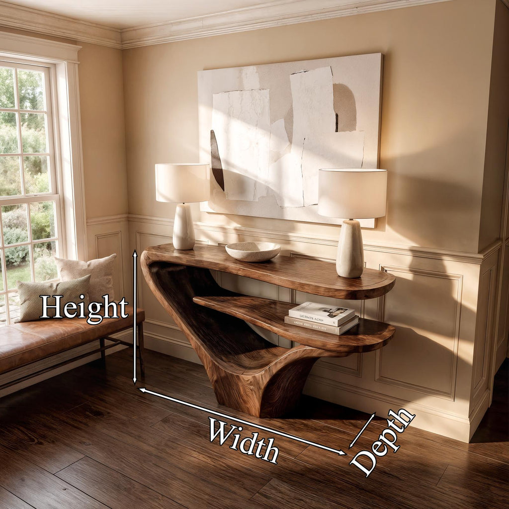 Rustic Modern Console Table, Solid Wood Narrow Entryway Sofa Table for Living Room & Foyer
