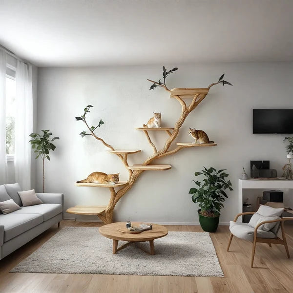 Wood Cat Tree Cat Tower House Stylish Gift For Cat SINLTT009