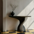 Mid Century Modern Console Table, Solid Wood Sculptural Entryway Table, Artistic Corridor Vanity for Living Room