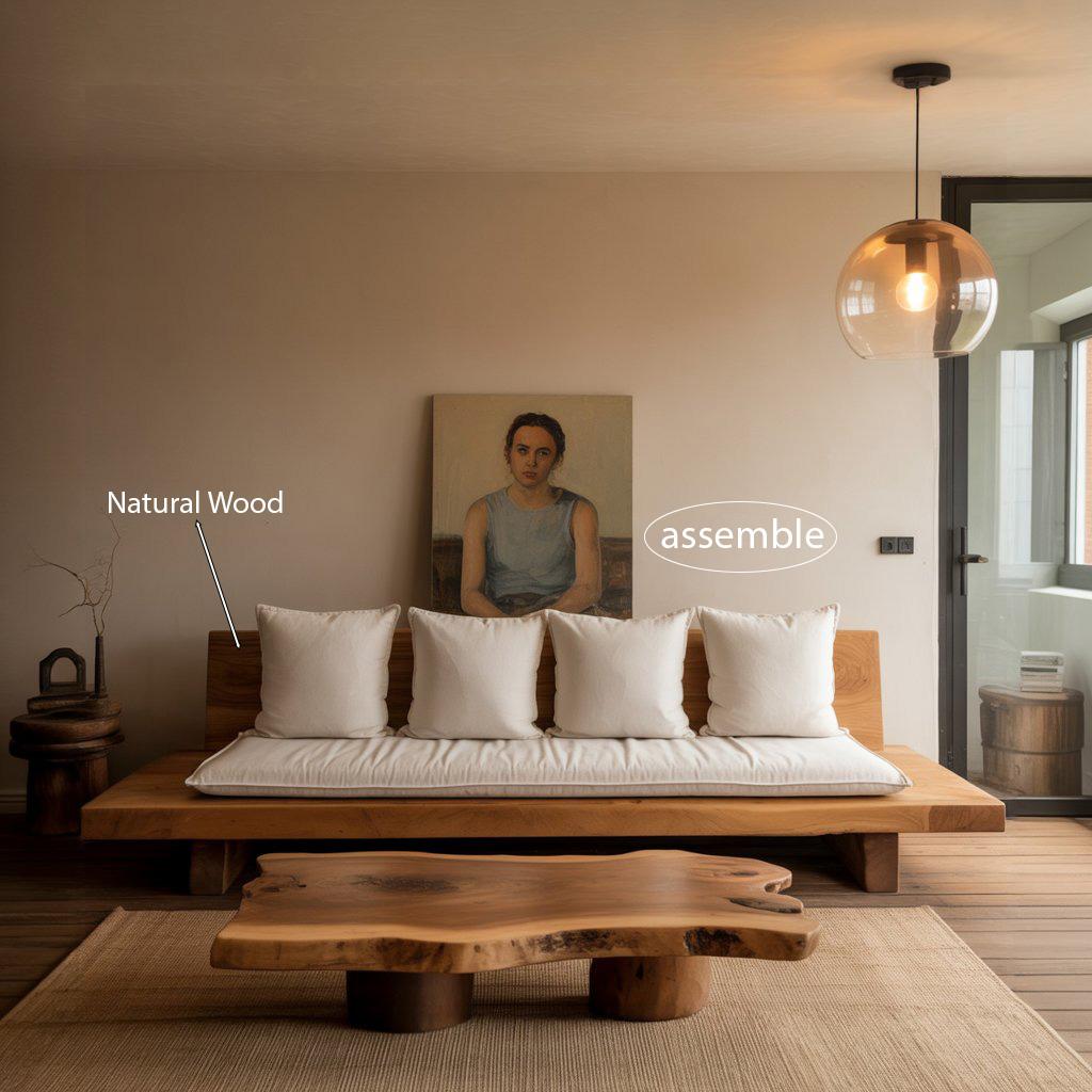 Minimalist Solid Wood Sofa For Living Room Or Studio