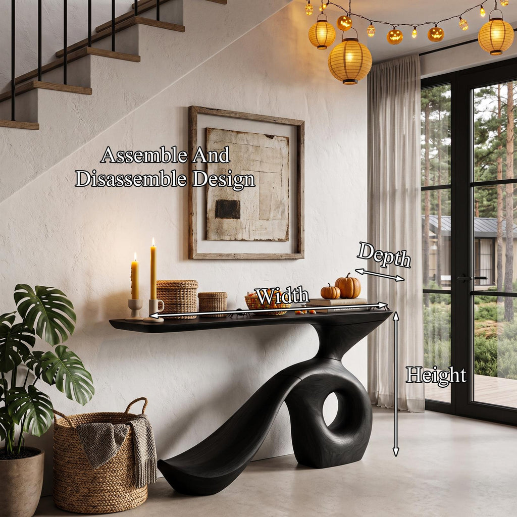 Modern Halloween Entryway Table With Sculptural Open Frame For Hallway