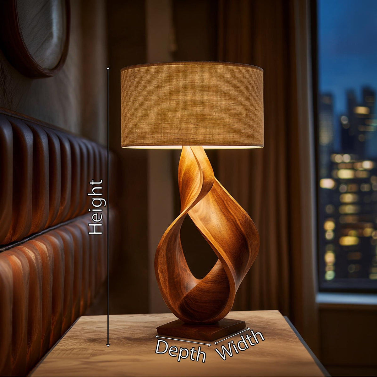 Contemporary Artistic Table Lamp, Creative Wood Desk Light for Home Office, Studio & Workspace