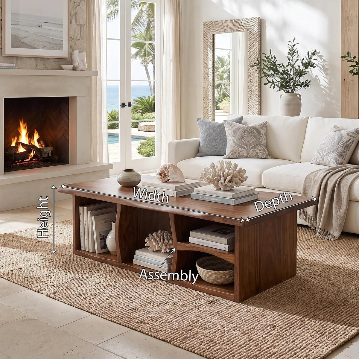 Organic Modern Storage Coffee Table Beach House