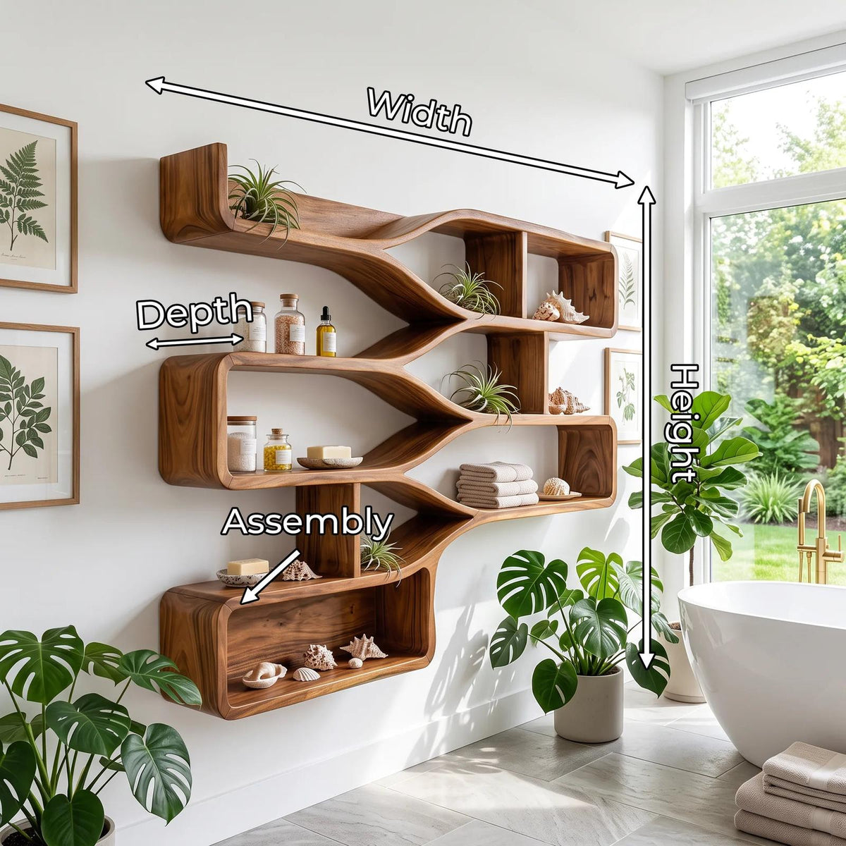 Mid Century Floating Wood Shelves for Bedroom