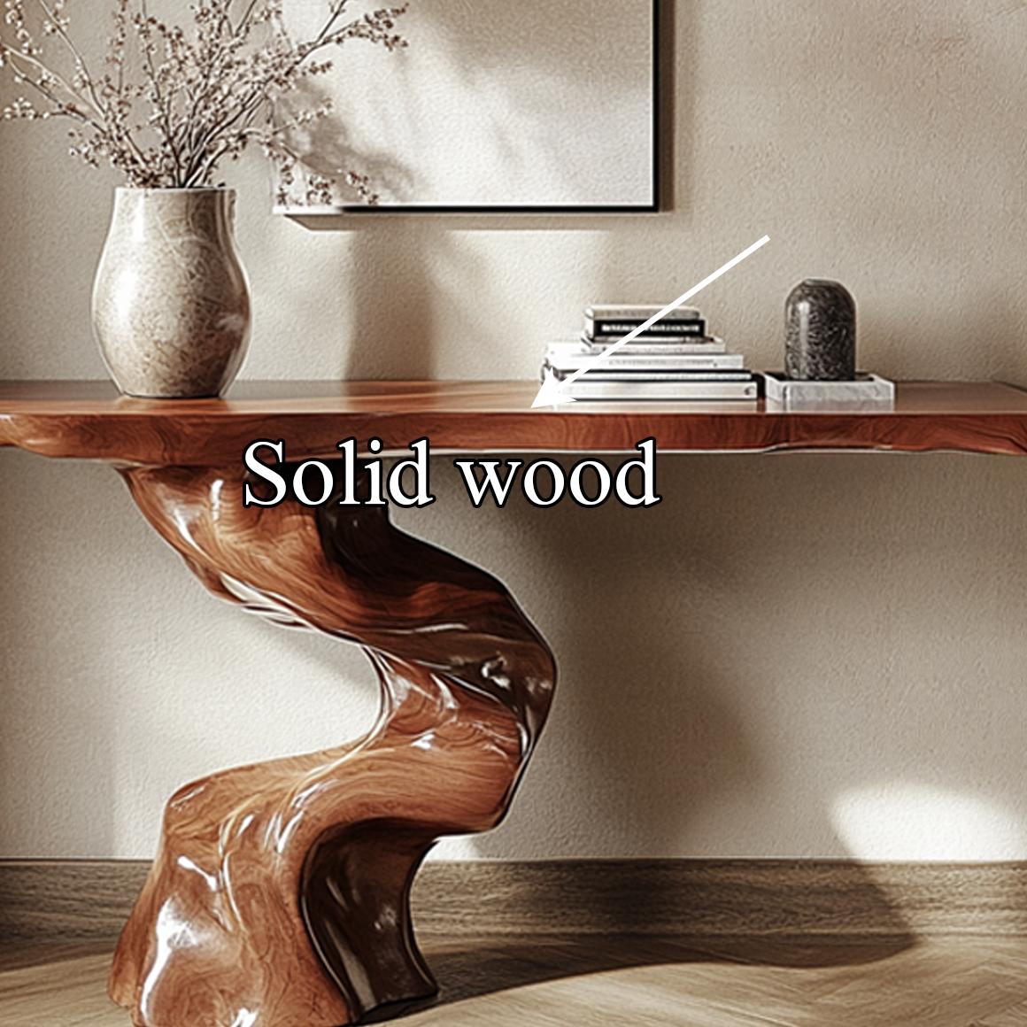 Rustic Entryway Table, Organic Carved Solid Wood Legs, Handcrafted Foyer & Compact Corner Accent Console