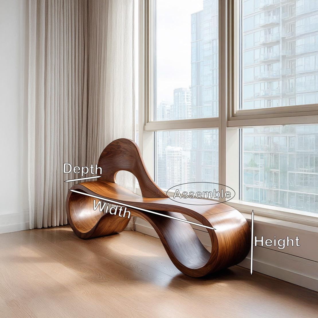 Artistic Wooden Bench With Flowing Sculpture For Luxury Interior RTTHHNCHR161