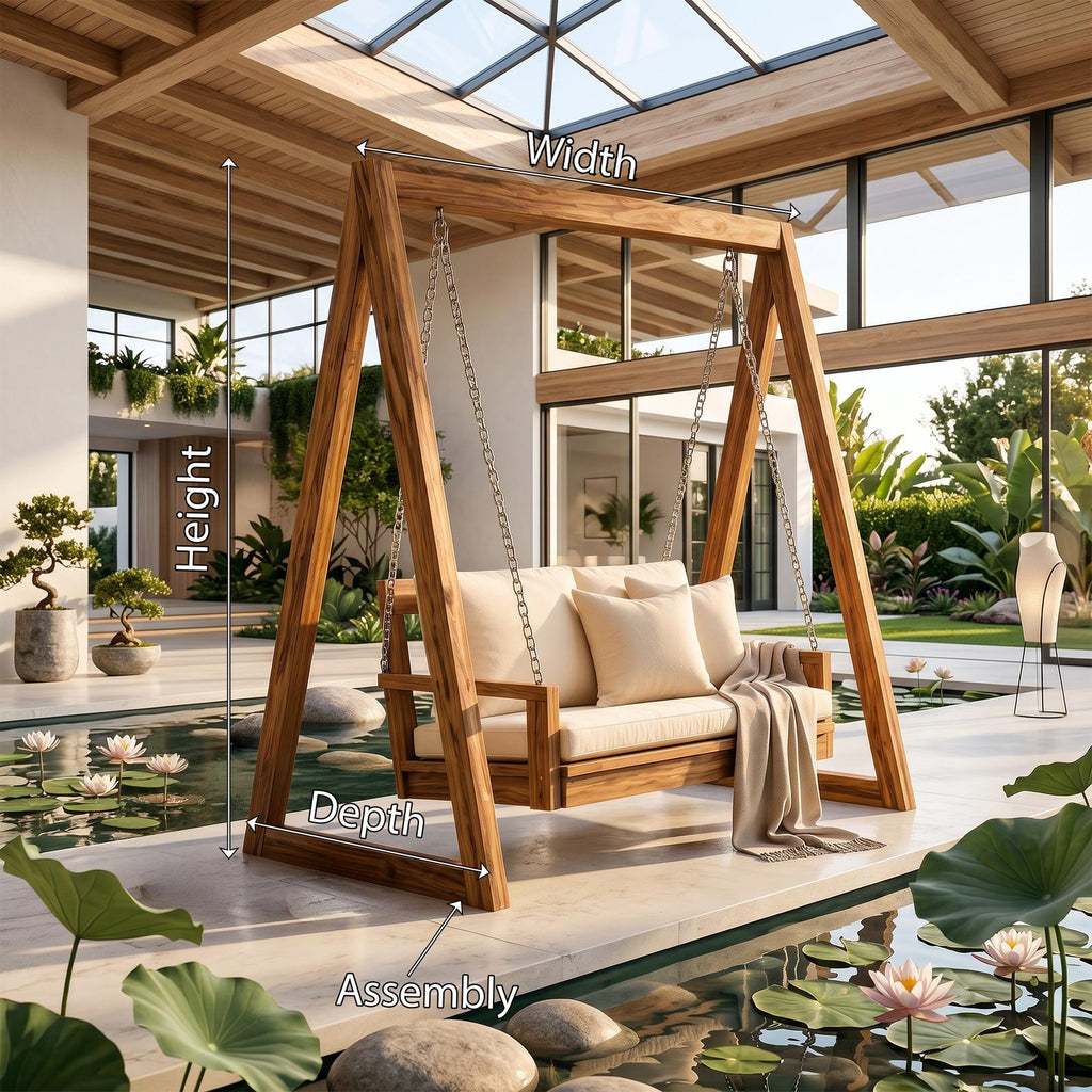 Luxury Wooden Swing Sofa Water Garden Retreat