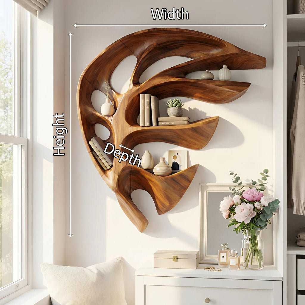 Modern Wall Mounted Wooden Floating Shelf, Handcrafted Solid Wood Wall Spice Rack Organizer for Kitchen Storage