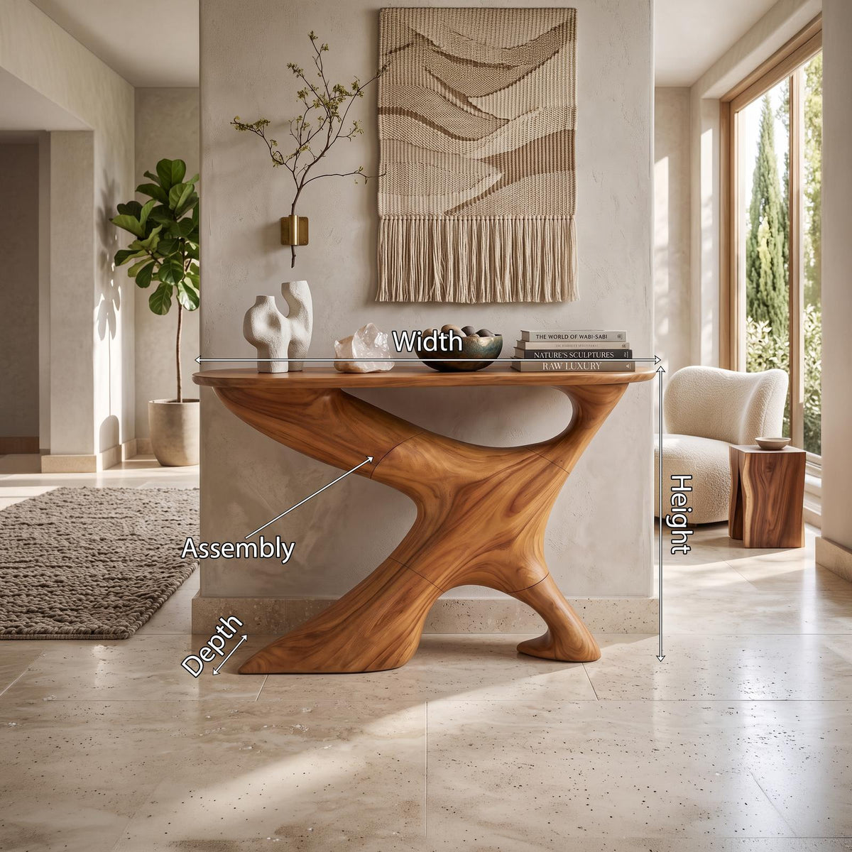 Handcrafted Solid Wood Foyer Table, Entryway Hallway Console Table Accent Furniture Decor