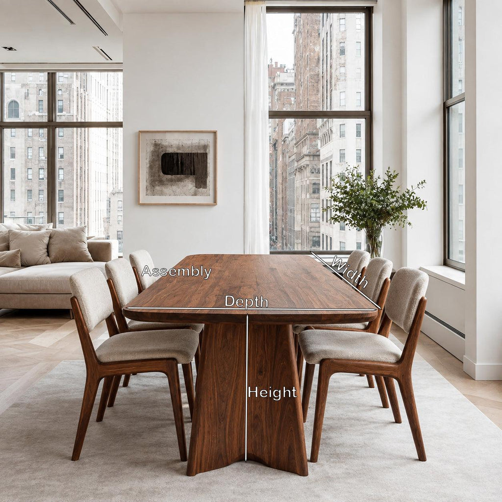 Spry Interior Modern Sculptural Dining Table, Handcrafted Solid Wood Kitchen Dining Table for Contemporary Homes, Model RTTHHNDN033
