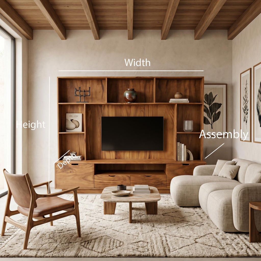 Teezano Modern TV Wall Unit with Backlight Shelves, Floating Wood Entertainment Center Media Console for Living Room, SITHTTTVC013