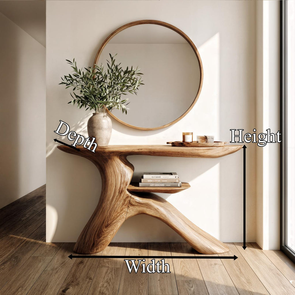 Minimalist Console Table, Natural Solid Wood Narrow Entryway Sofa Table for Living Room