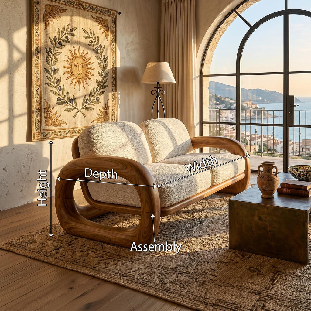 Mediterranean Inspired Wooden Sofa Coastal Living Room