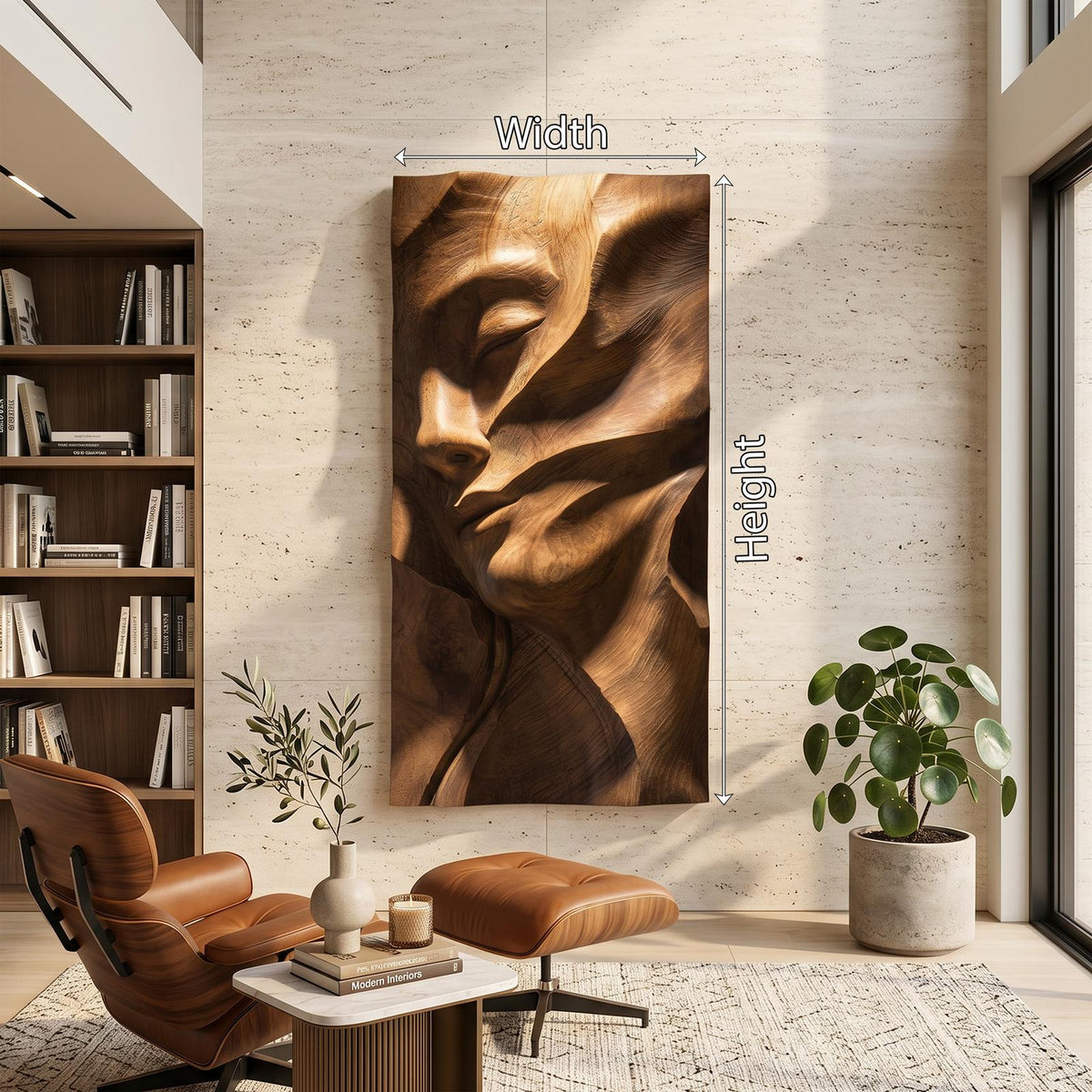 Sculpted Female Face Wood Wall Art, Handcrafted Minimalist Line Abstract Wooden Wall Sculpture for Luxury Bedroom Living Room Decor, SILDTTRWA119