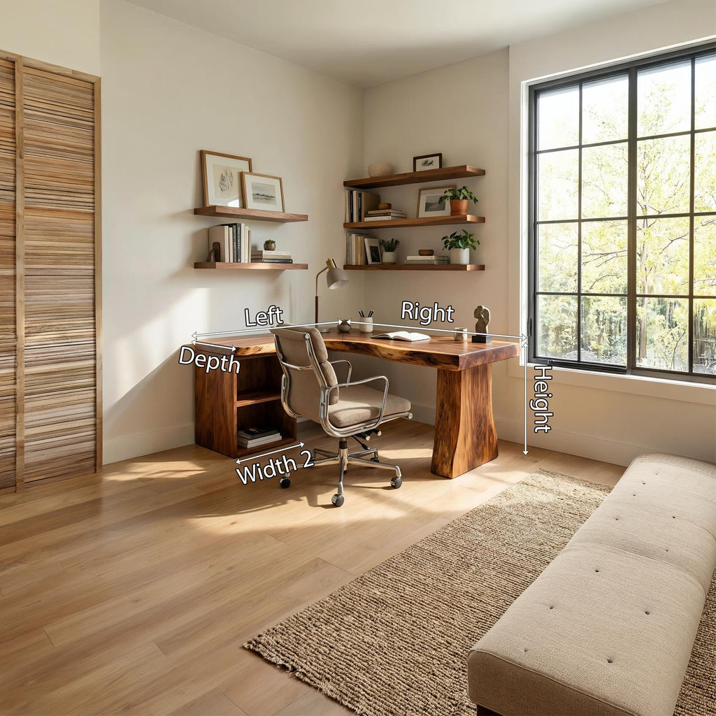 Modern L-Shaped Desk, Handcrafted Wooden Corner Computer Desk for Seamless Home Office Workspace