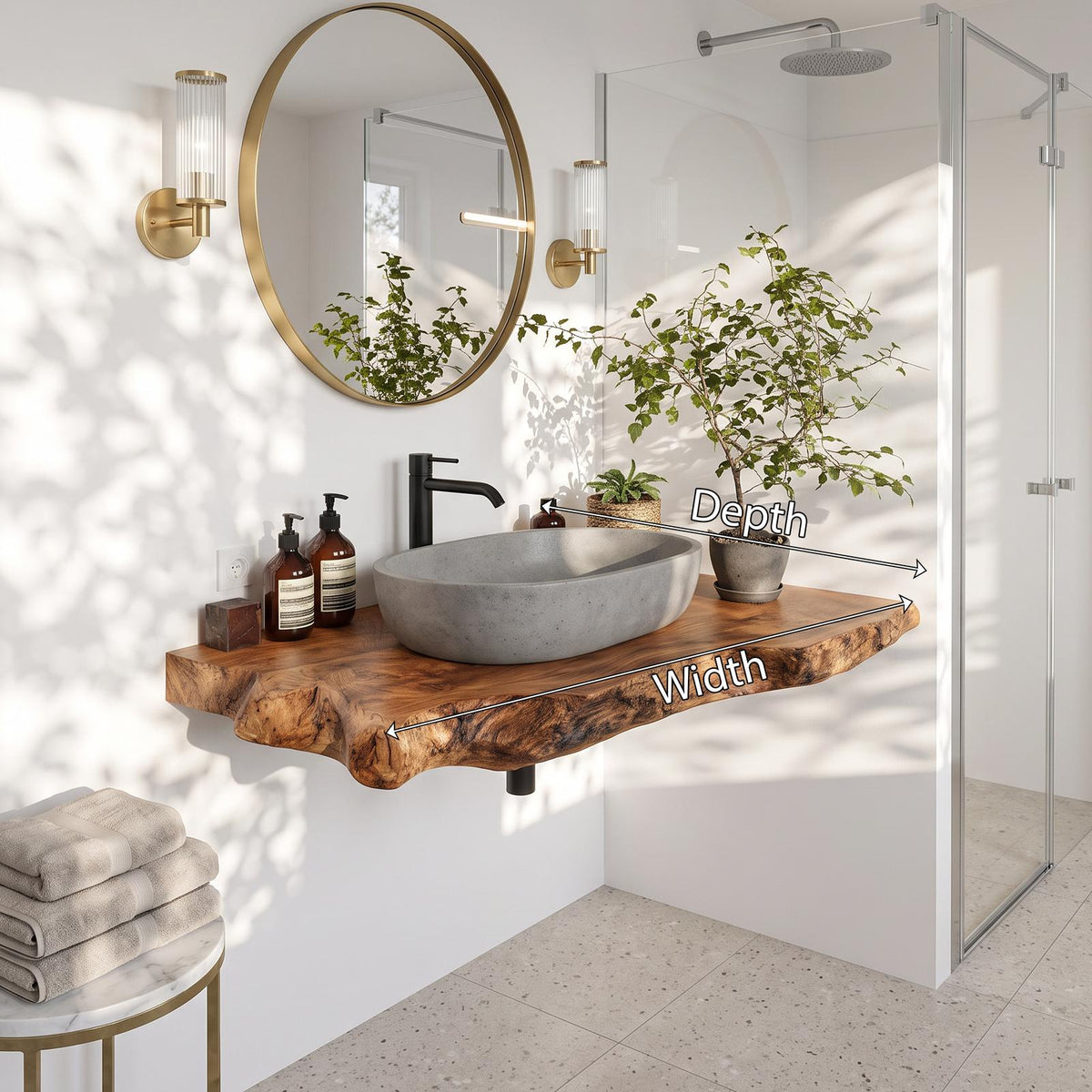 Wooden Floating Vanity With Live Edge For Bathroom SILDTTRBAS033