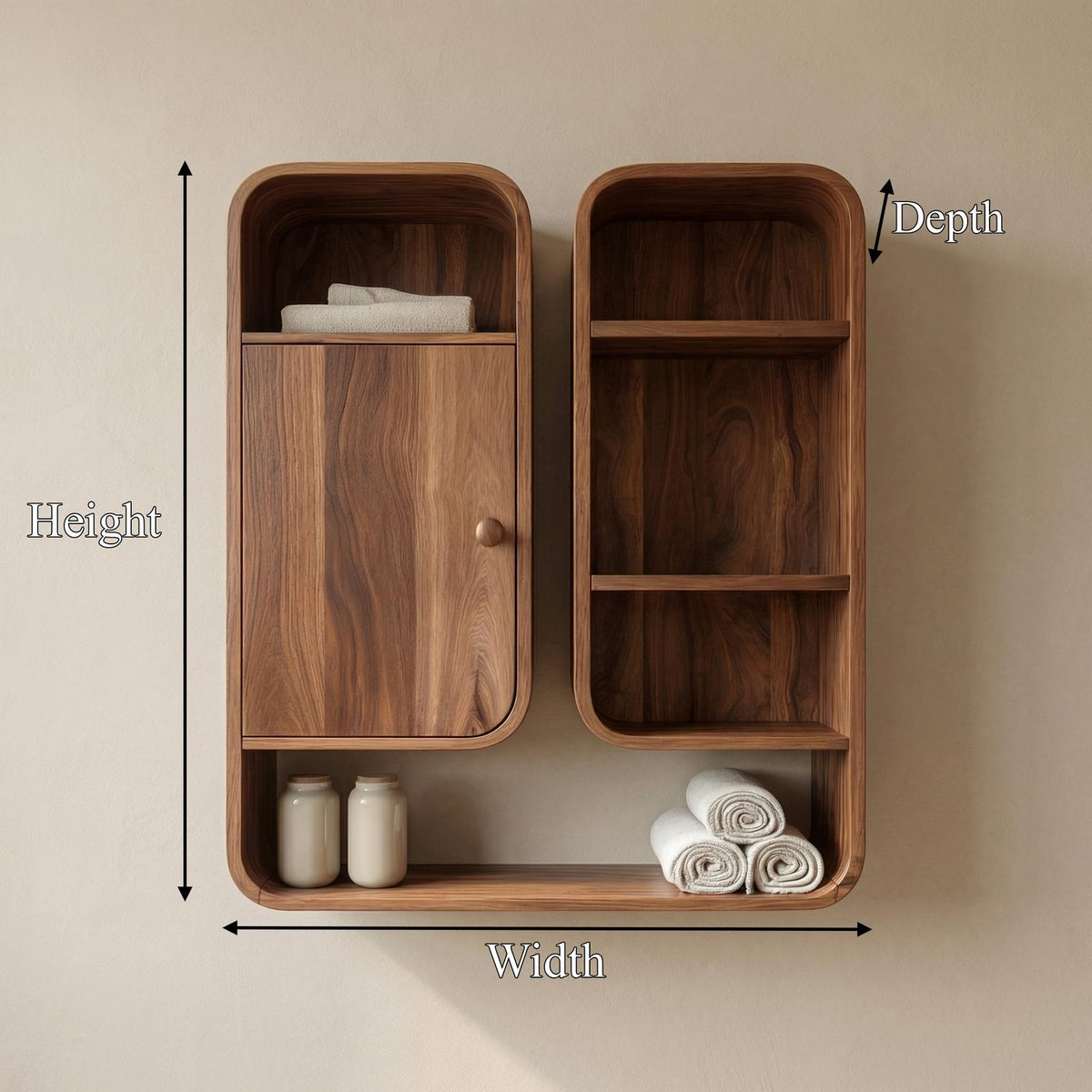 Modern Unique Bathroom Cabinet, Solid Wood Artistic Storage Organizer Cupboard for Bathroom