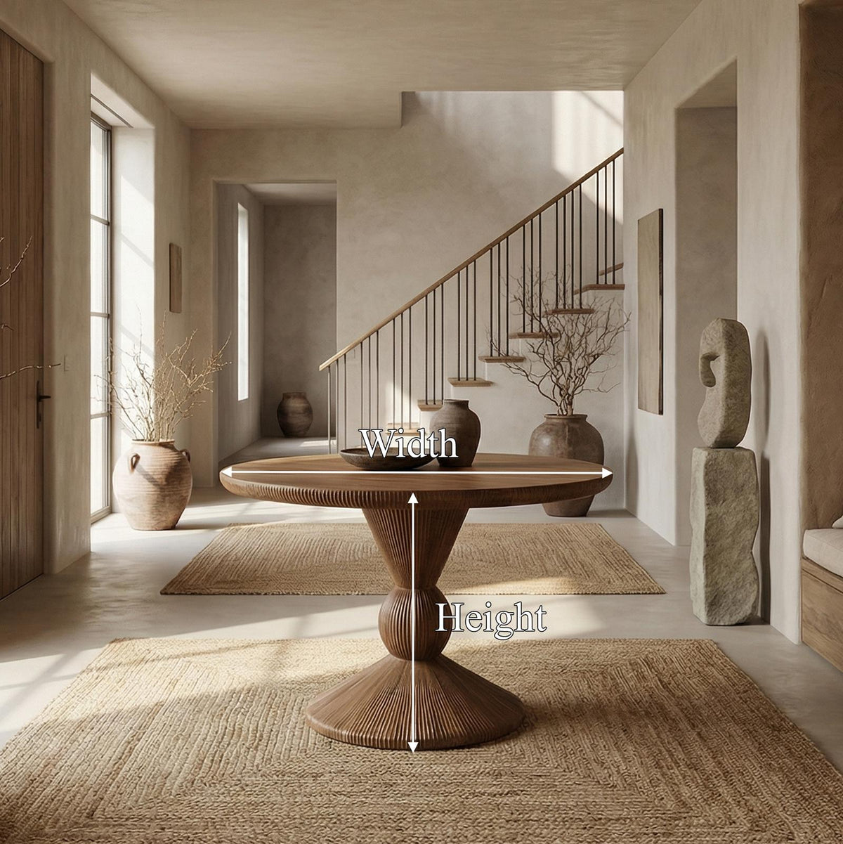 Organic Sculptural Entryway Table, Solid Wood Artistic Foyer & Hallway Decor Center Table