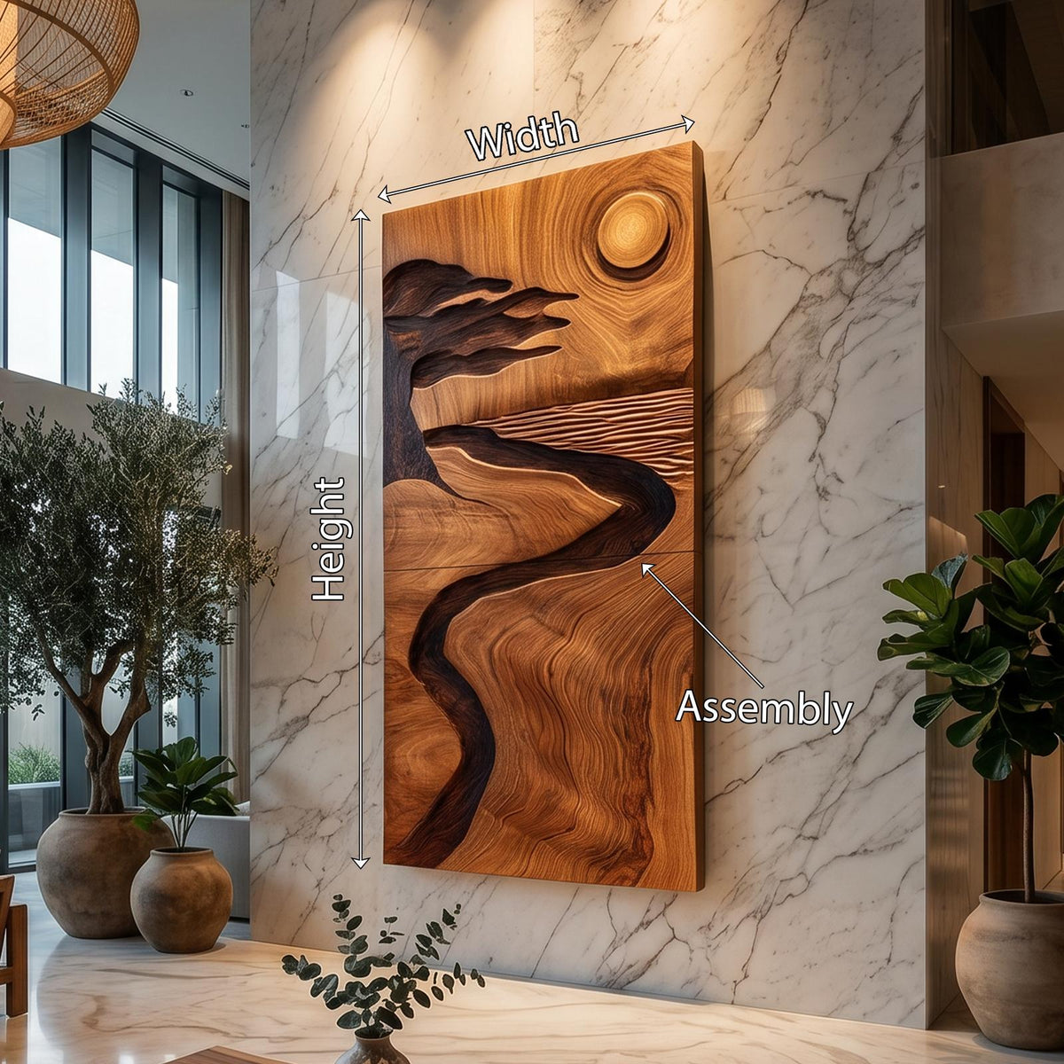 Spry Interior Organic Desert Wood Wall Art, Handcrafted 3D Minimalist Wooden Panel Decor for Modern Living Room & Bedroom, SILDTTRWA089