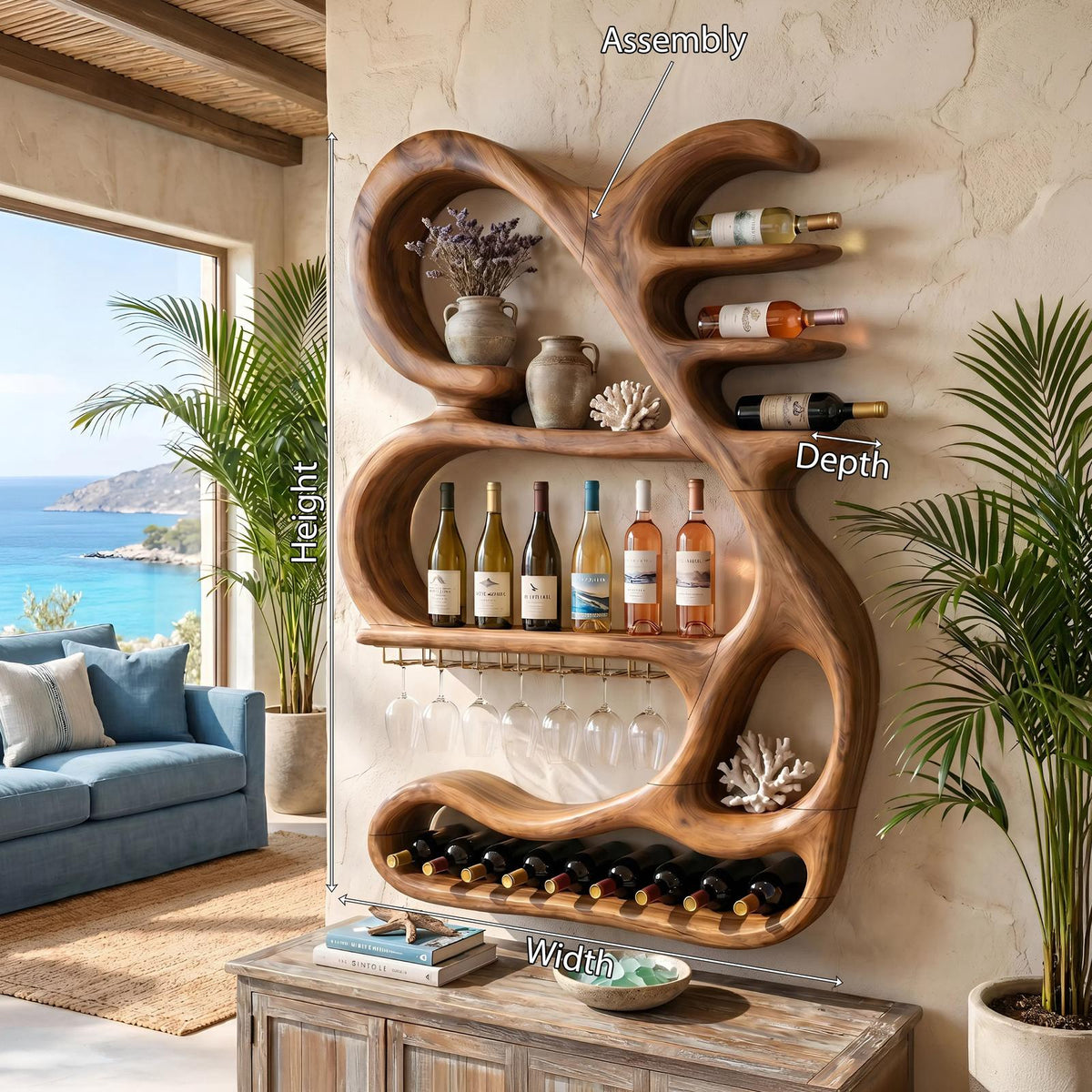 Organic Sculptural Wine Display Rack For Home Bar