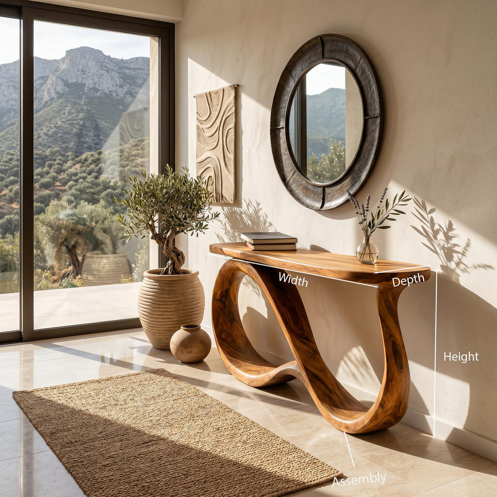 Modern Wooden Console Table With Undulating Legs For Home Decor