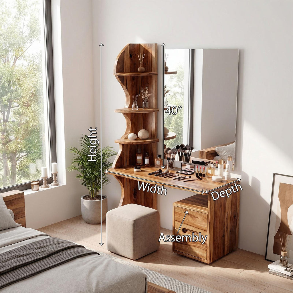 Spry Interior Luxury Vanity Table with Drawers, Premium Wood Bedroom Dressing Desk & Makeup Station, SILDTTRMV010