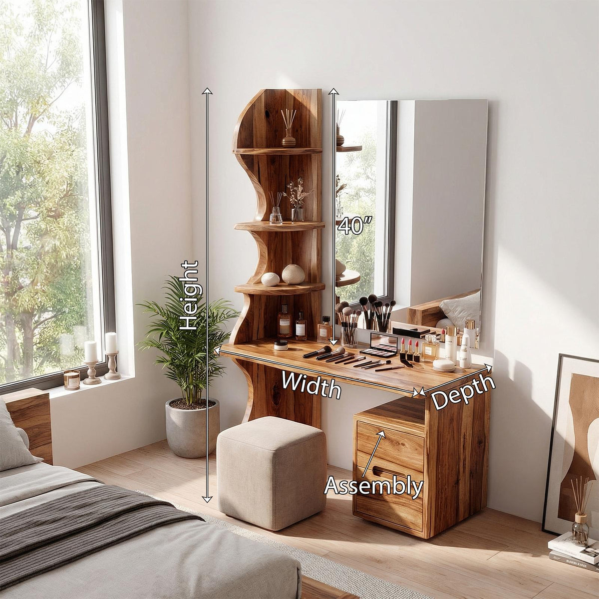 Spry Interior Luxury Vanity Table with Drawers, Premium Wood Bedroom Dressing Desk & Makeup Station, SILDTTRMV010