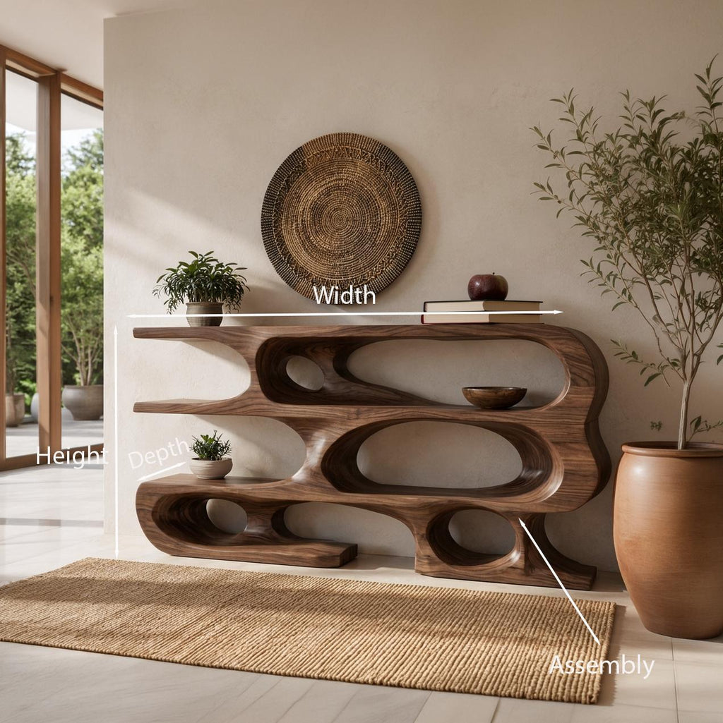 Contemporary Console Table With Multi Level Open Shelves For Living RTTHTTCS036