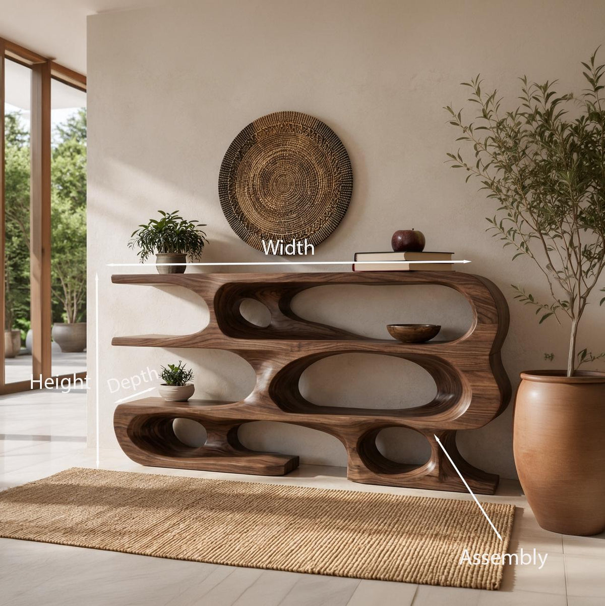 Contemporary Console Table With Multi Level Open Shelves For Living RTTHTTCS036