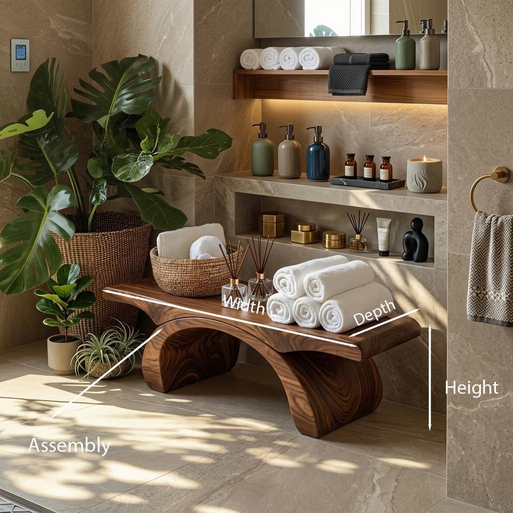 Modern Organic Shower Bench For Bathroom Or Spa Furniture