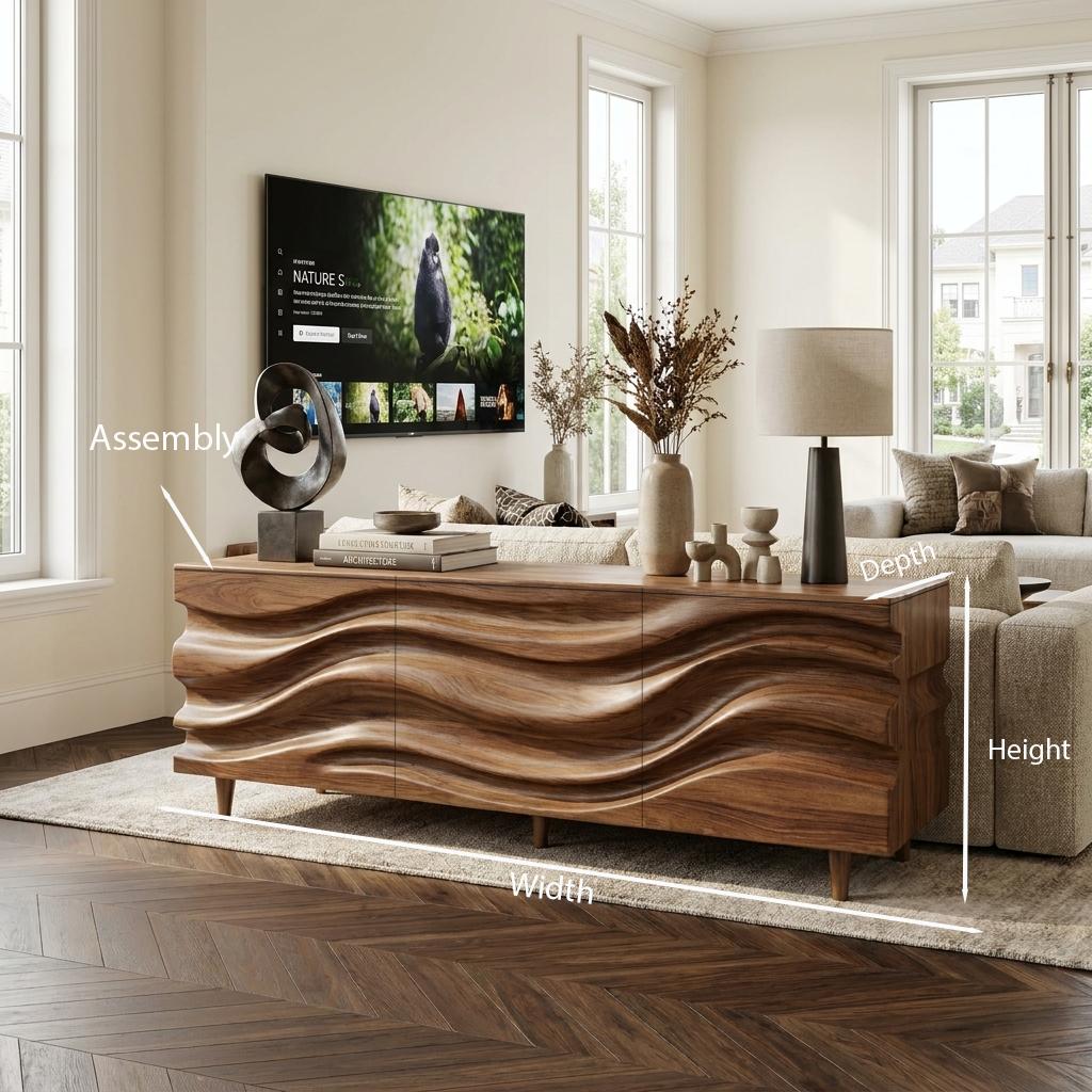 Hand Carved Wave Sideboard For Living Room Or Dining Room SITHTTSD003