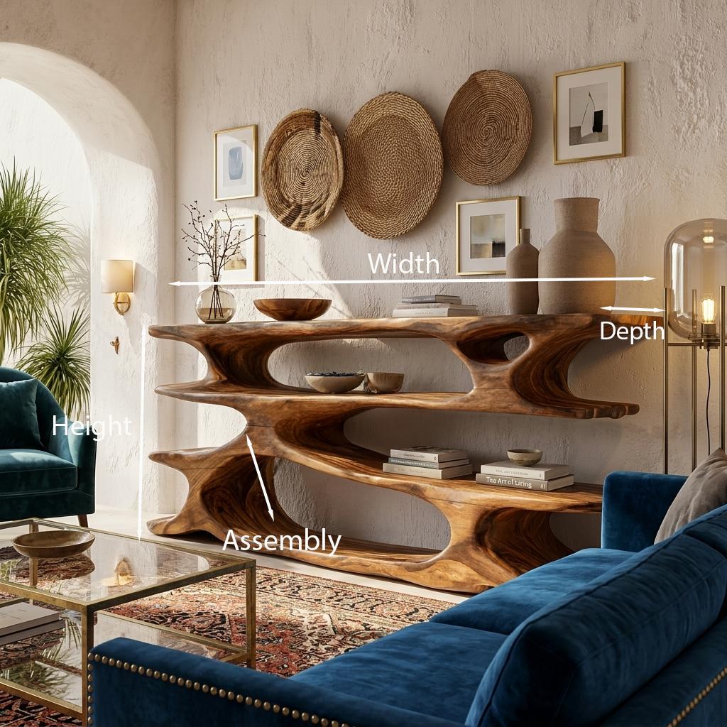 Rustic Wooden Console Table With Tiers For Living Decor