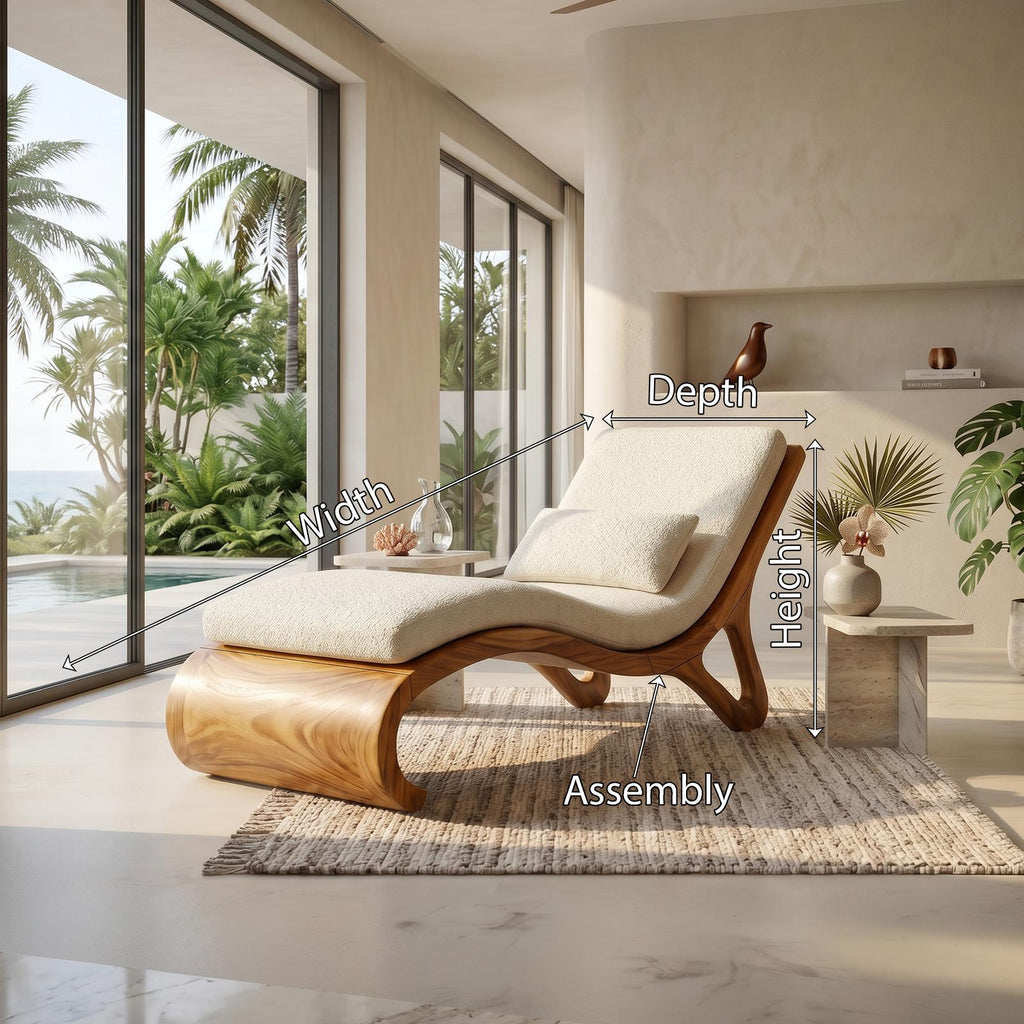 Spry Interior Tropical Luxury Wood Daybed, Organic Modern Lounge Sofa for Bedroom & Villa Living Room, SILDTTRDB004