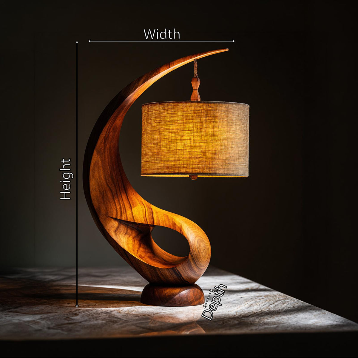 Modern Decorative Table Lamp, Elegant Wood Accent Light for Entryway Console & Living Room