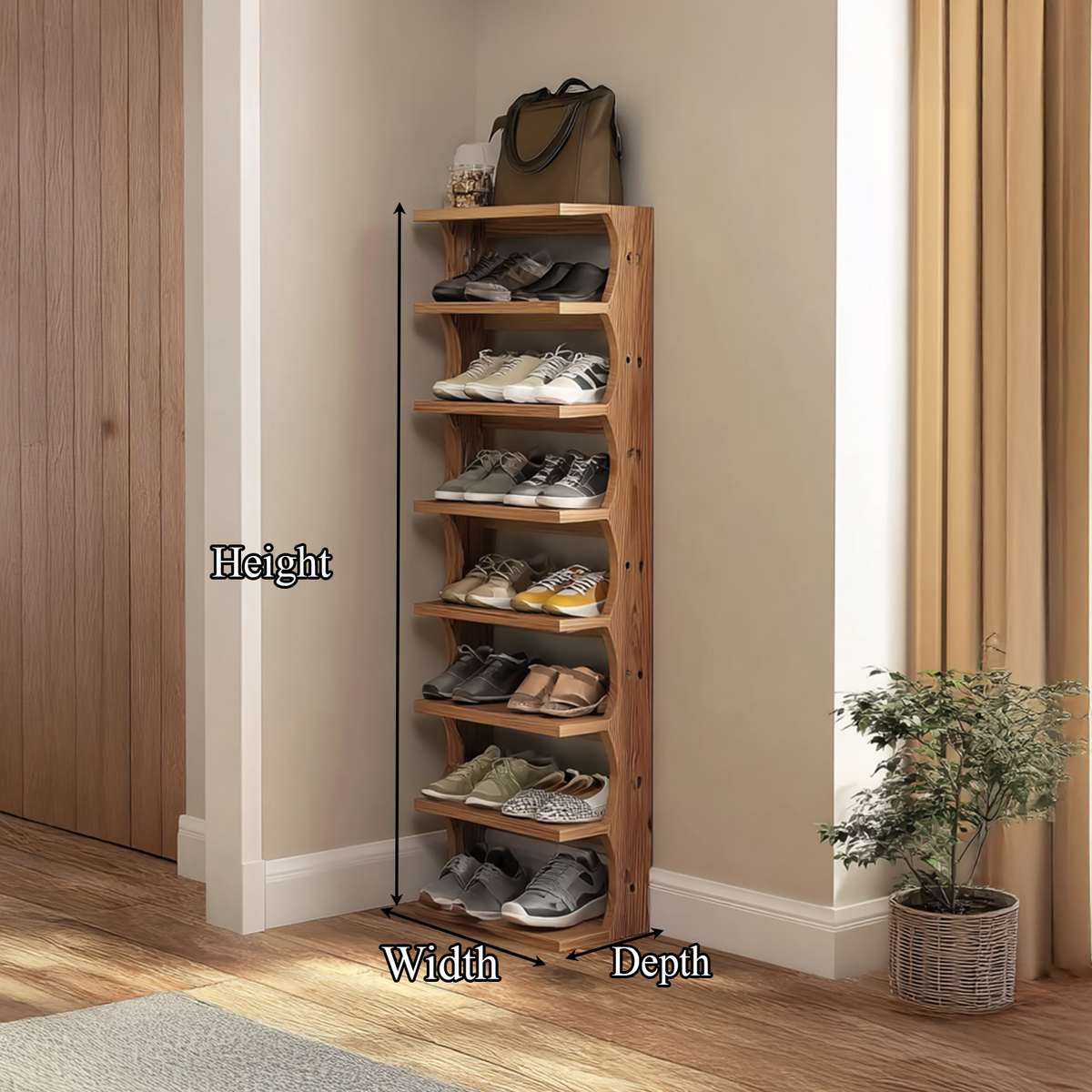 Rustic Shoe Rack Solid Wood Handmade Decor Home Gitf