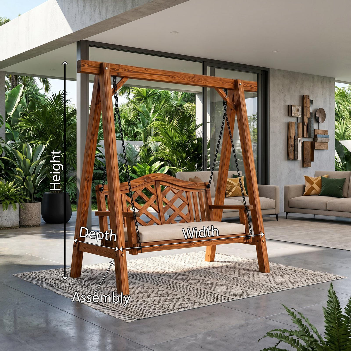 Contemporary Wooden Garden Swing Outdoor Living