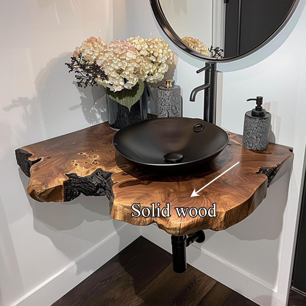 Rustic Floating Shelf Vanity Bathroom