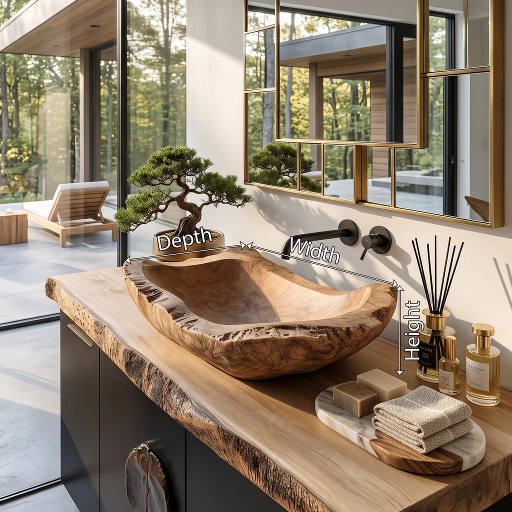 Mid Century Wood Wash Basin For Luxury Bathroom Furniture