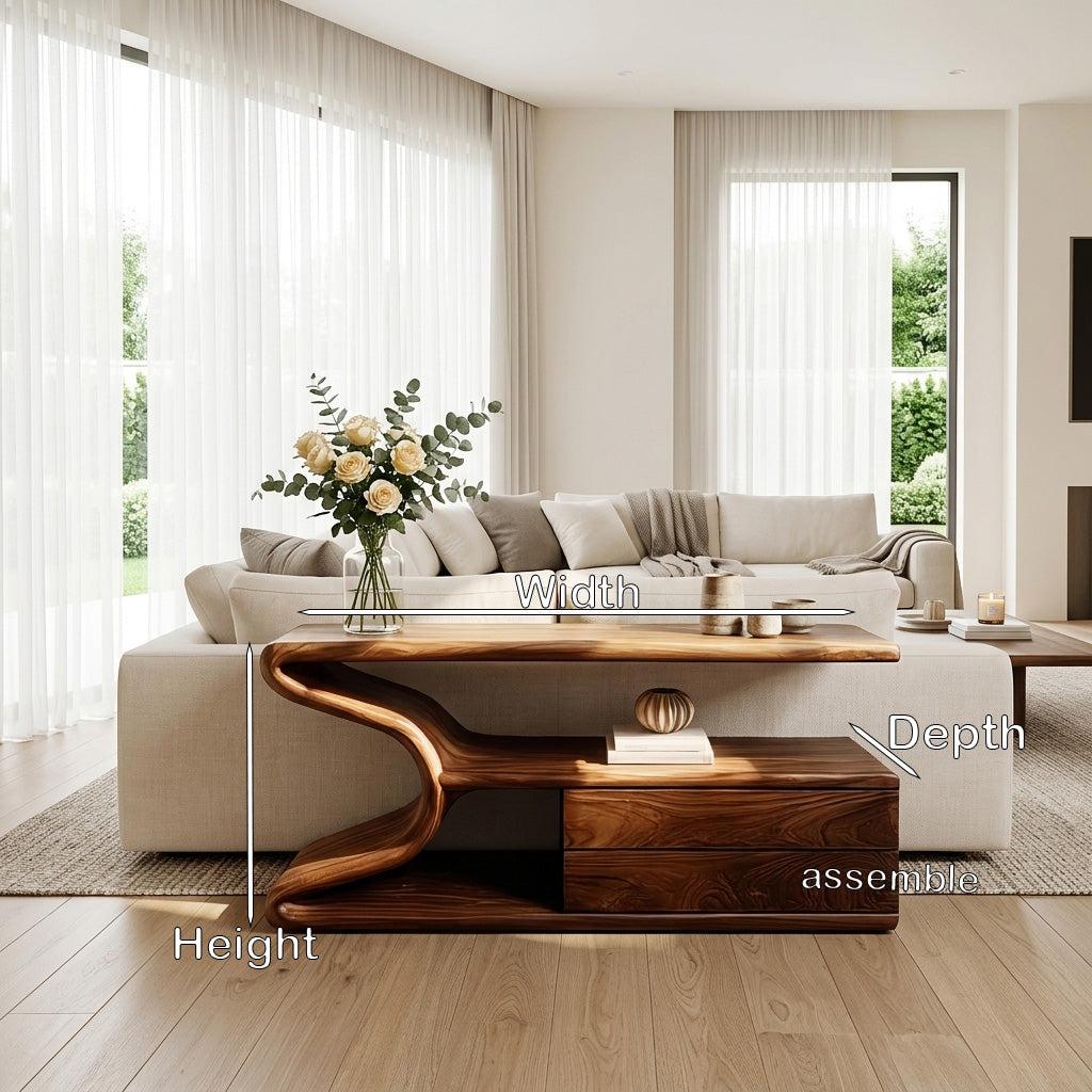 Modern Wooden Console Table with Storage, Handcrafted Statement Entryway Table for Living Room & Hallway, Model
