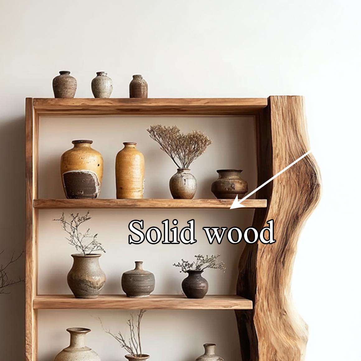Spry Interior Rustic Live Edge Bookshelf, Solid Wood Standing Display Shelf, Multi-Tiered Slab Storage Bookcase for Living Room SINLSASC150