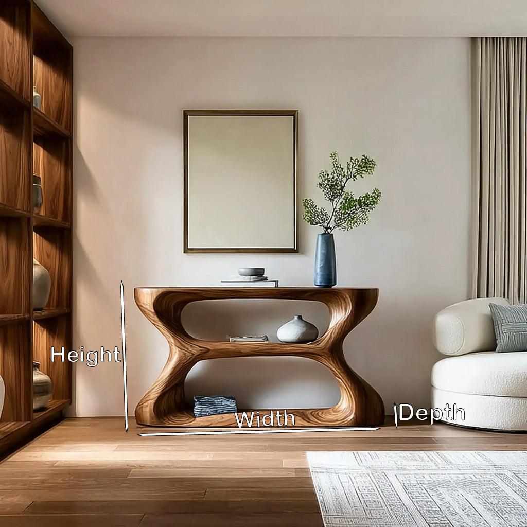Organic Style Natural Wood Console Table, Handcrafted Entryway Sofa Table for Hallway & Living Room Decor, Model
