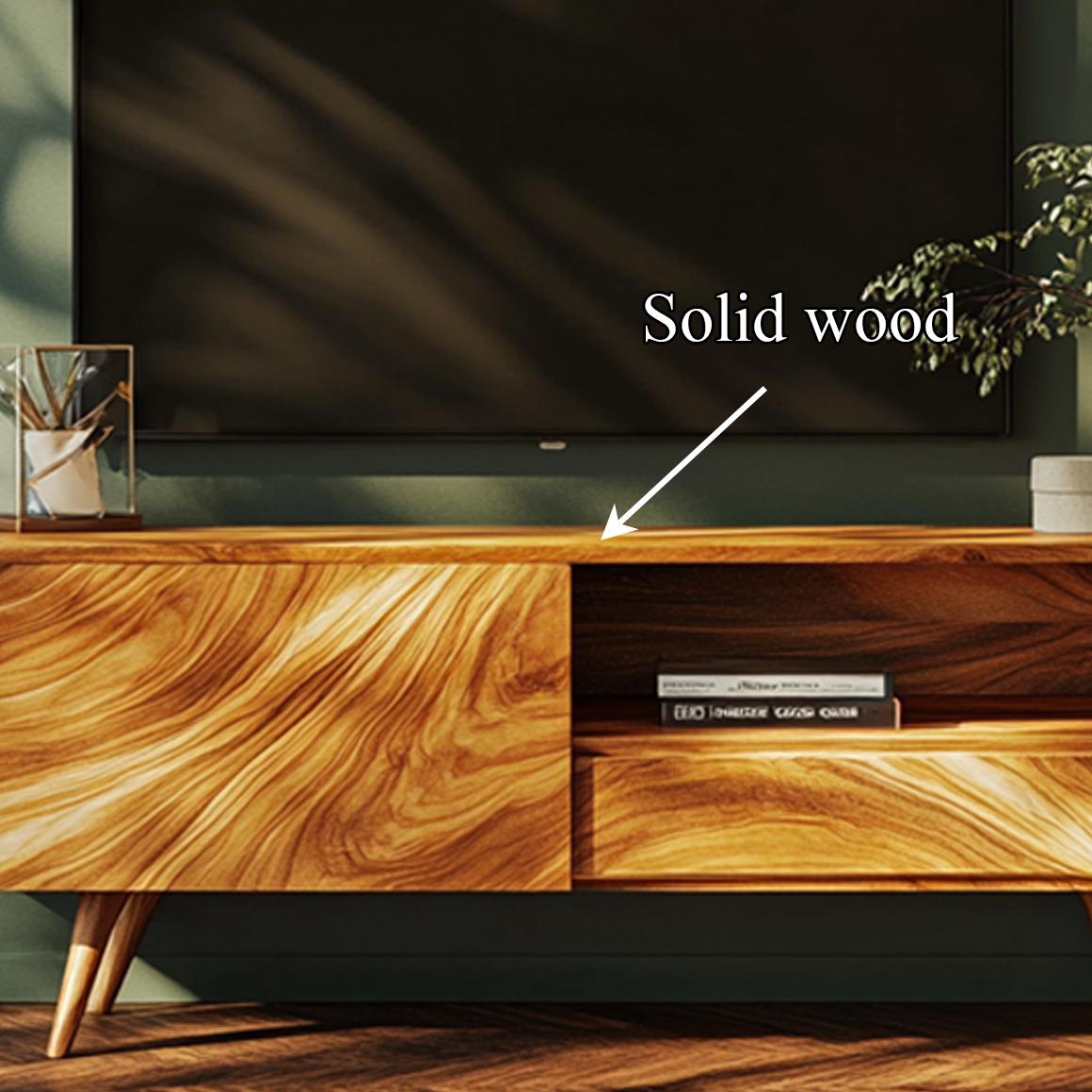 Organic Modern Sculpted Wood TV Cabinet, Luxury Media Console & Entertainment Center for Living Room, Model